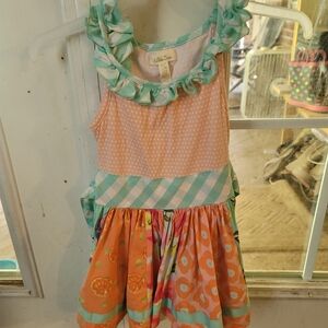 Matilda Jane Aqua, Orange, and White Dress Size 2.